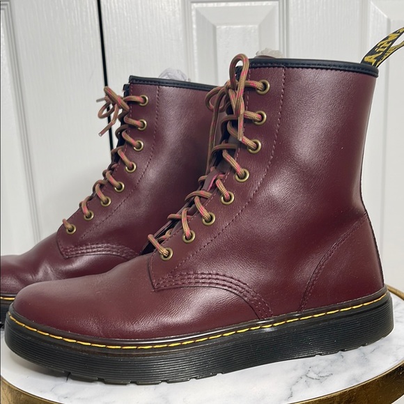 Dr. Martens Zavala T Lamper Combat Boots in Cherry Red, Mens 9/ Womens 10 - Picture 1 of 10